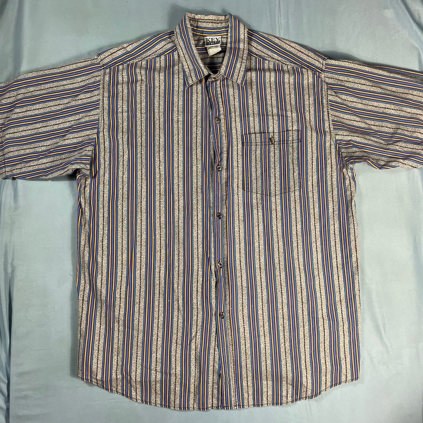 90s VTG Key Elements striped print shirt - L/XL