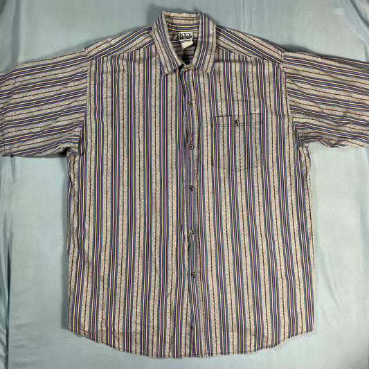 90s VTG Key Elements striped multi-texture shirt - L/XL