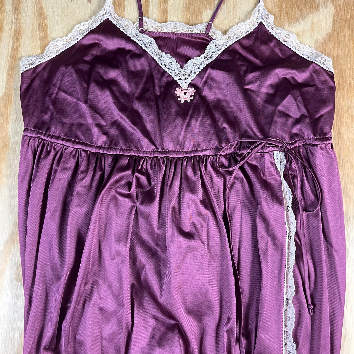 80s VTG Vassarette Antron III plum lace slip - XS/S