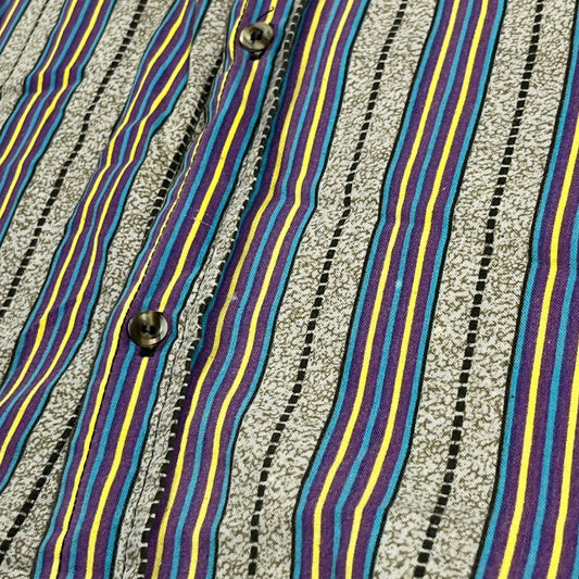 90s VTG Key Elements striped multi-texture shirt - L/XL