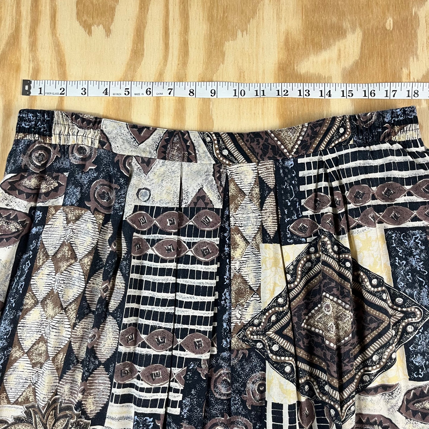 90s VTG rayon print skirt - L/XL