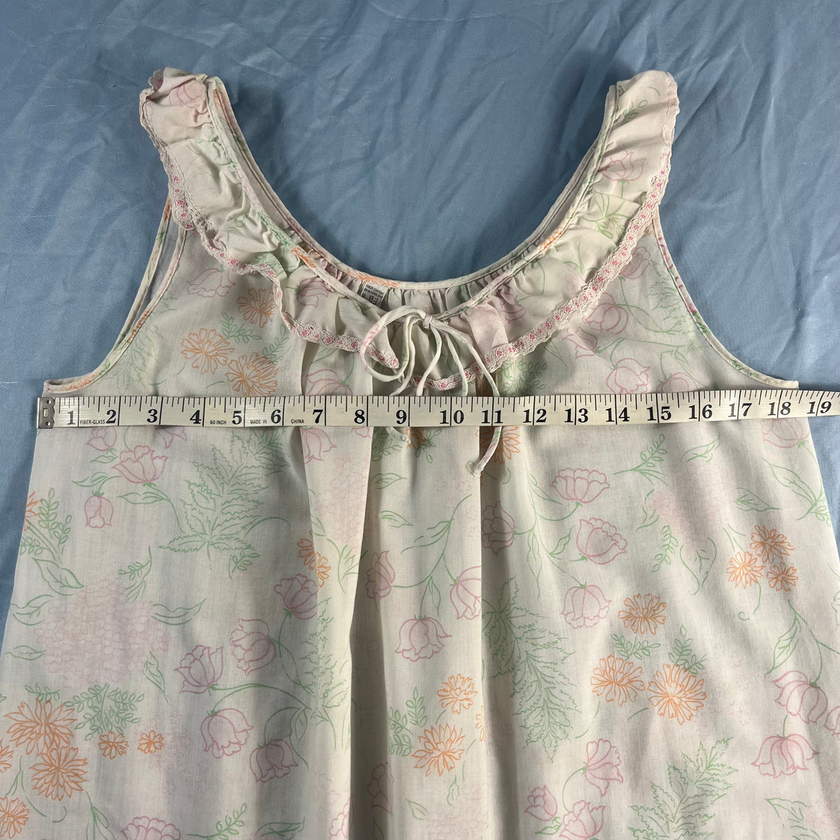 70s VTG Komar pastel floral ruffle lace nightgown slip dress - S - WS/MXS