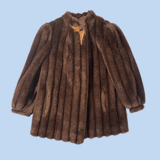 80s vintage faux fur coat - size M/L