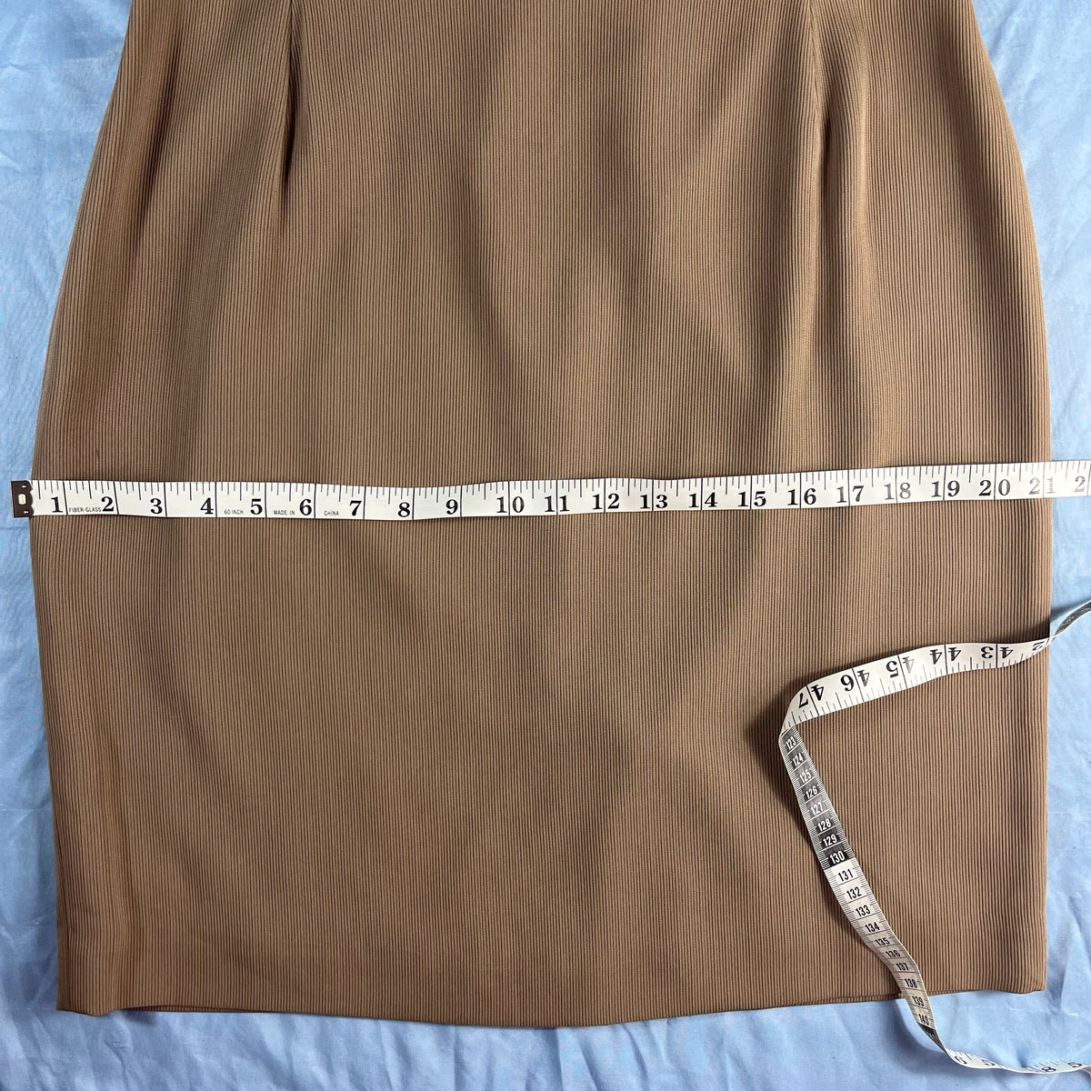 90s VTG Alex Garfield camel ribbed ottoman pencil skirt - 12 - WL/M31