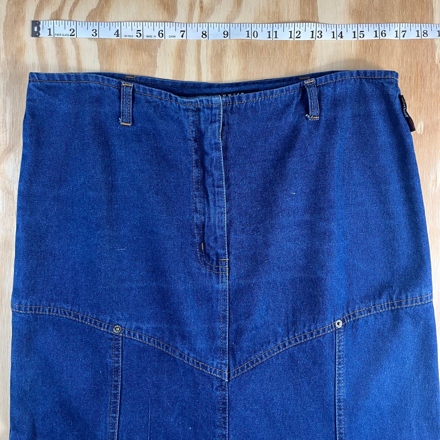 Y2K VTG Starwear Jeans paneled flare denim maxi skirt - W14/M36