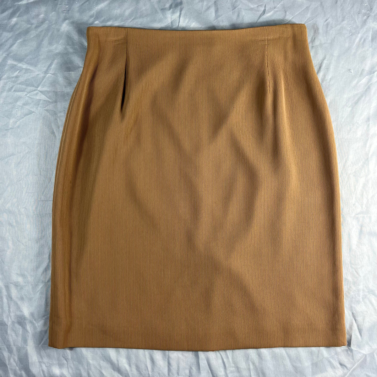 90s VTG Alex Garfield camel ribbed ottoman pencil skirt - 12 - WL/M31