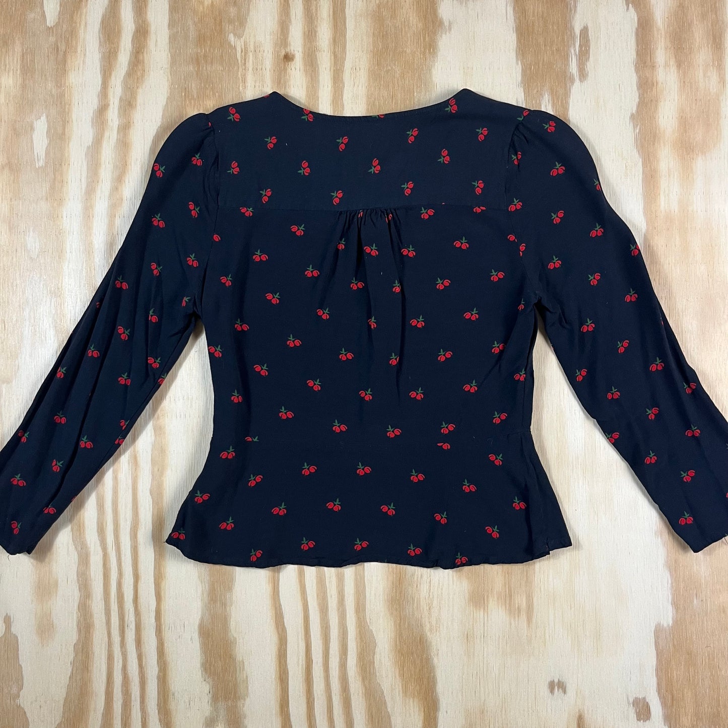 preloved Rouje Paris cherry print corset peplum top - XS/S