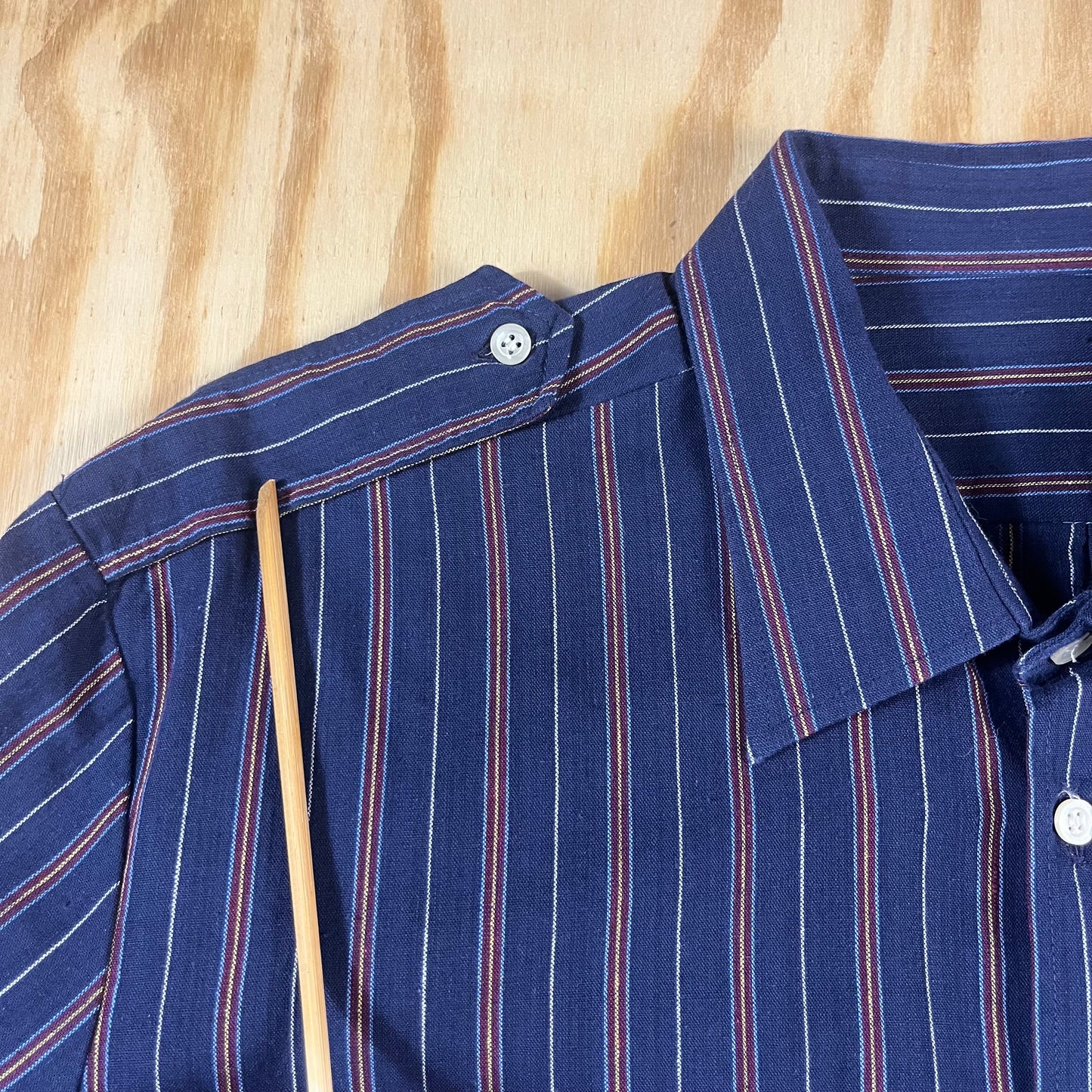 90s VTG multi stripe utility shirt - 1X/2X