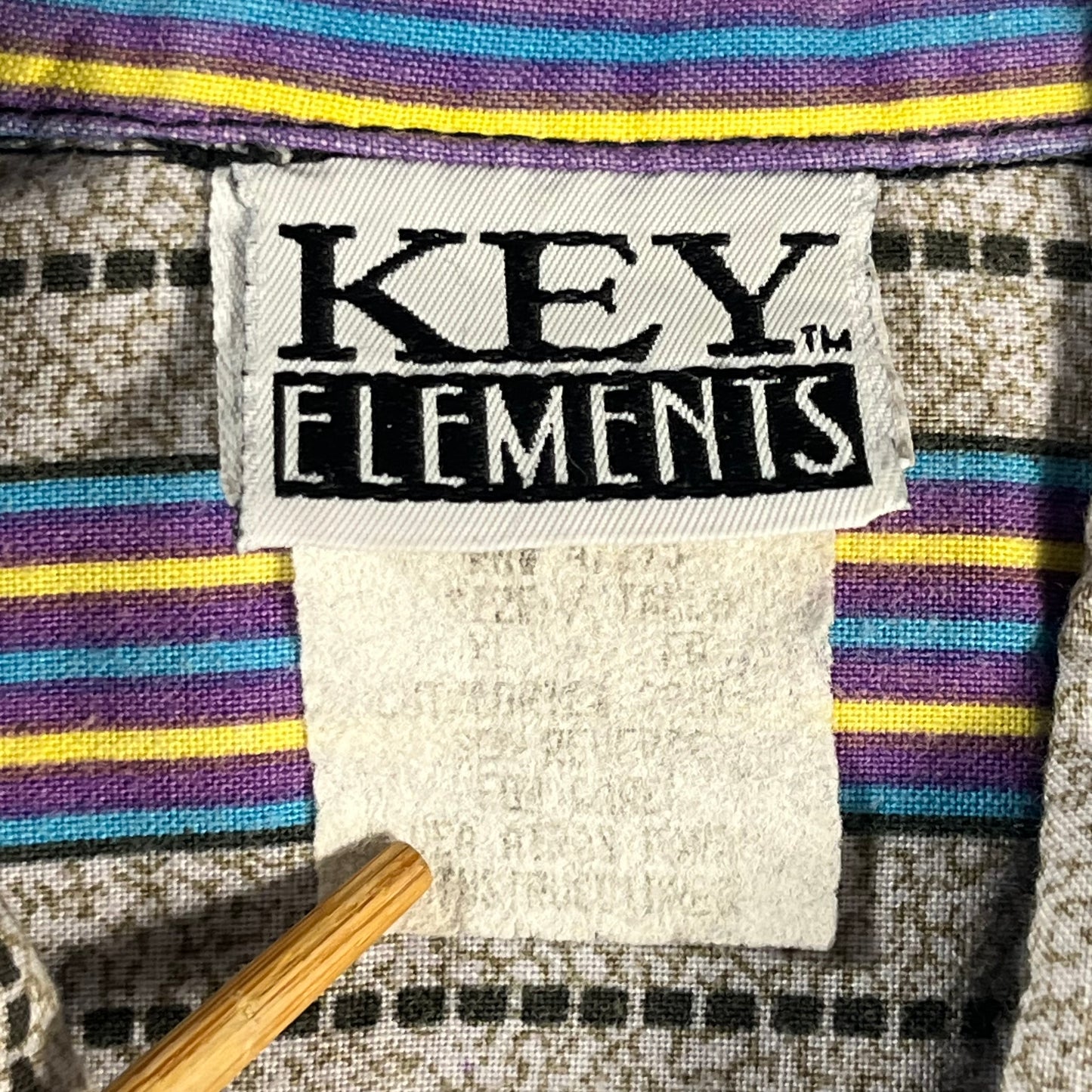 90s VTG Key Elements striped print shirt - L/XL
