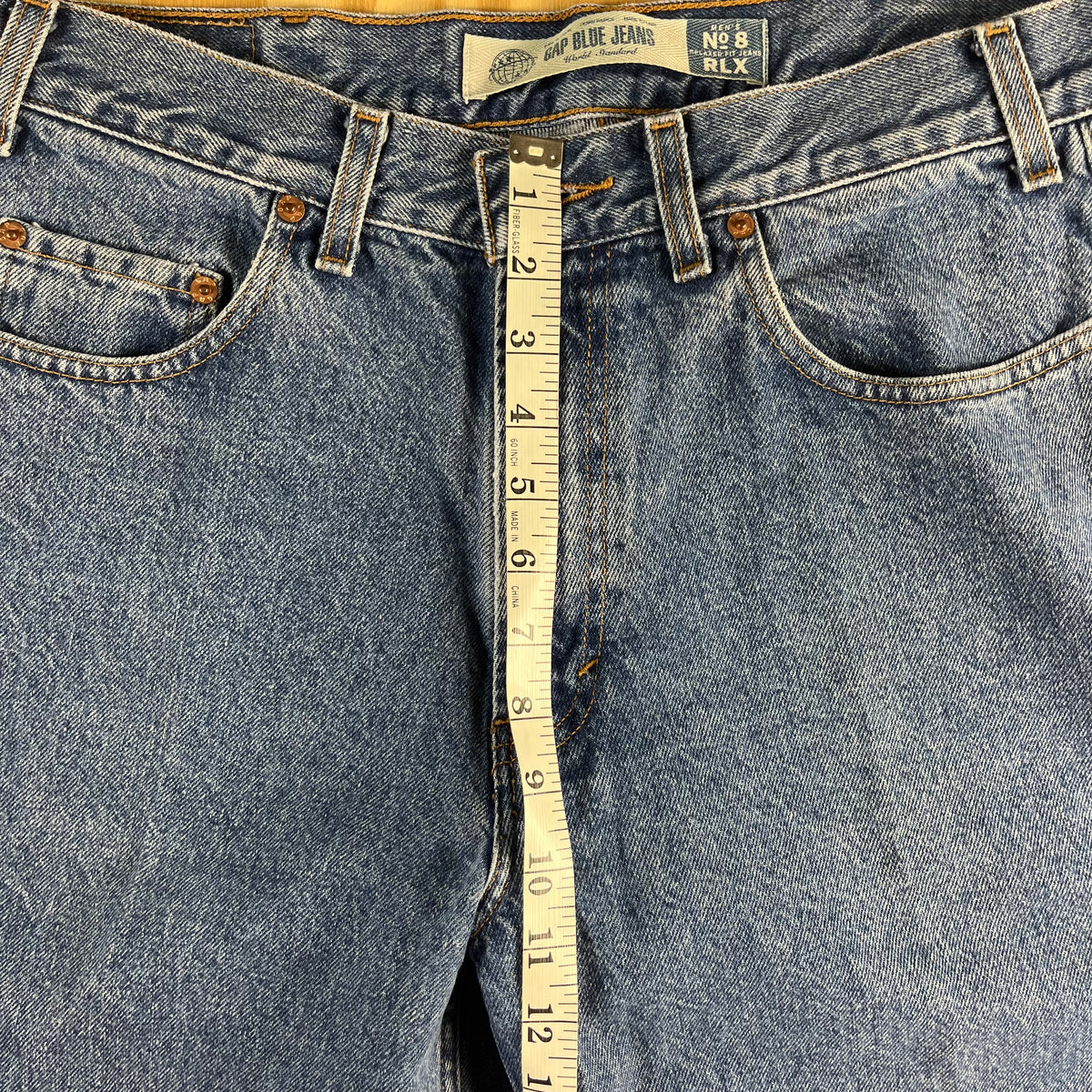 90s VTG GAP Blue Jeans No 8 RLX relaxed straight denim - 32x35