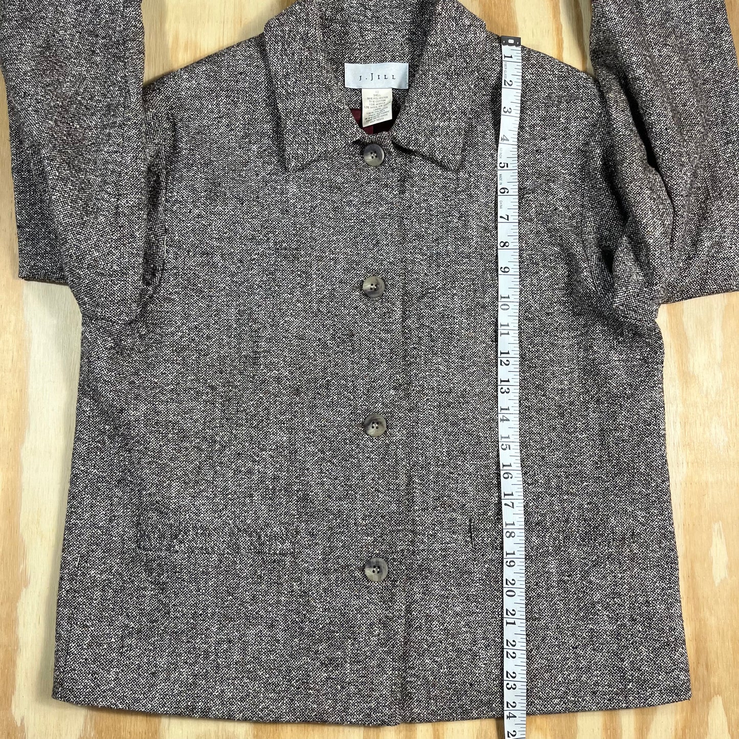 90s VTG J. Jill tweed contrast lined shacket jacket - 12 - WL/ML