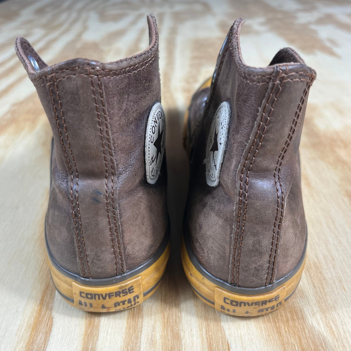 preloved Converse All Star brown leather high tops - 3Y/5W