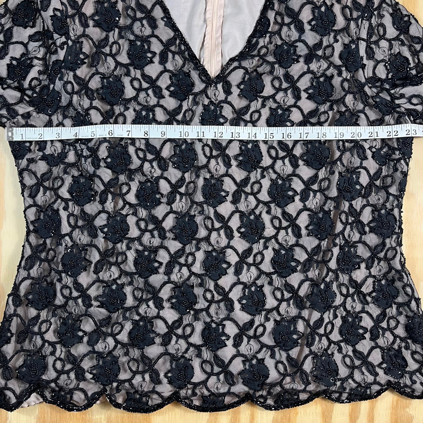 90s VTG Sténay Woman beaded floral lace evening top - 2X/3X