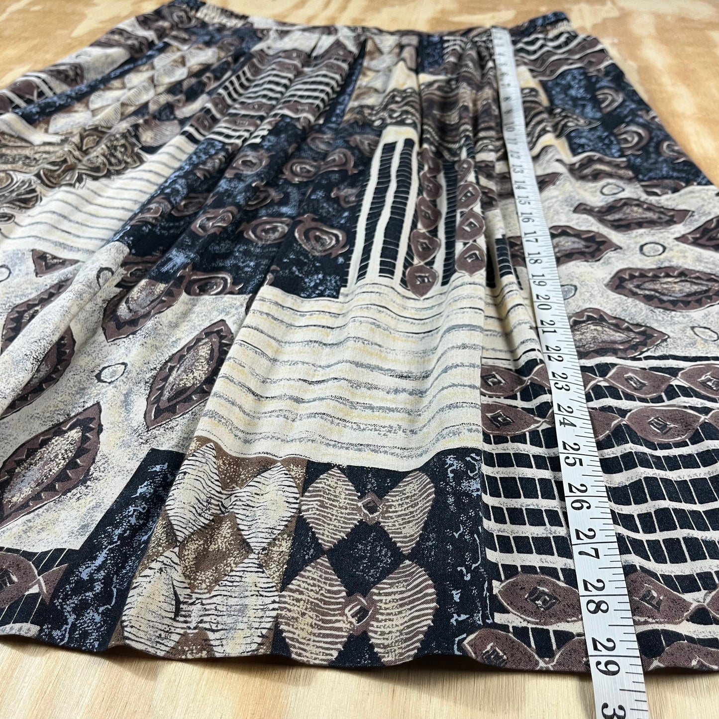 90s VTG rayon print skirt - L/XL