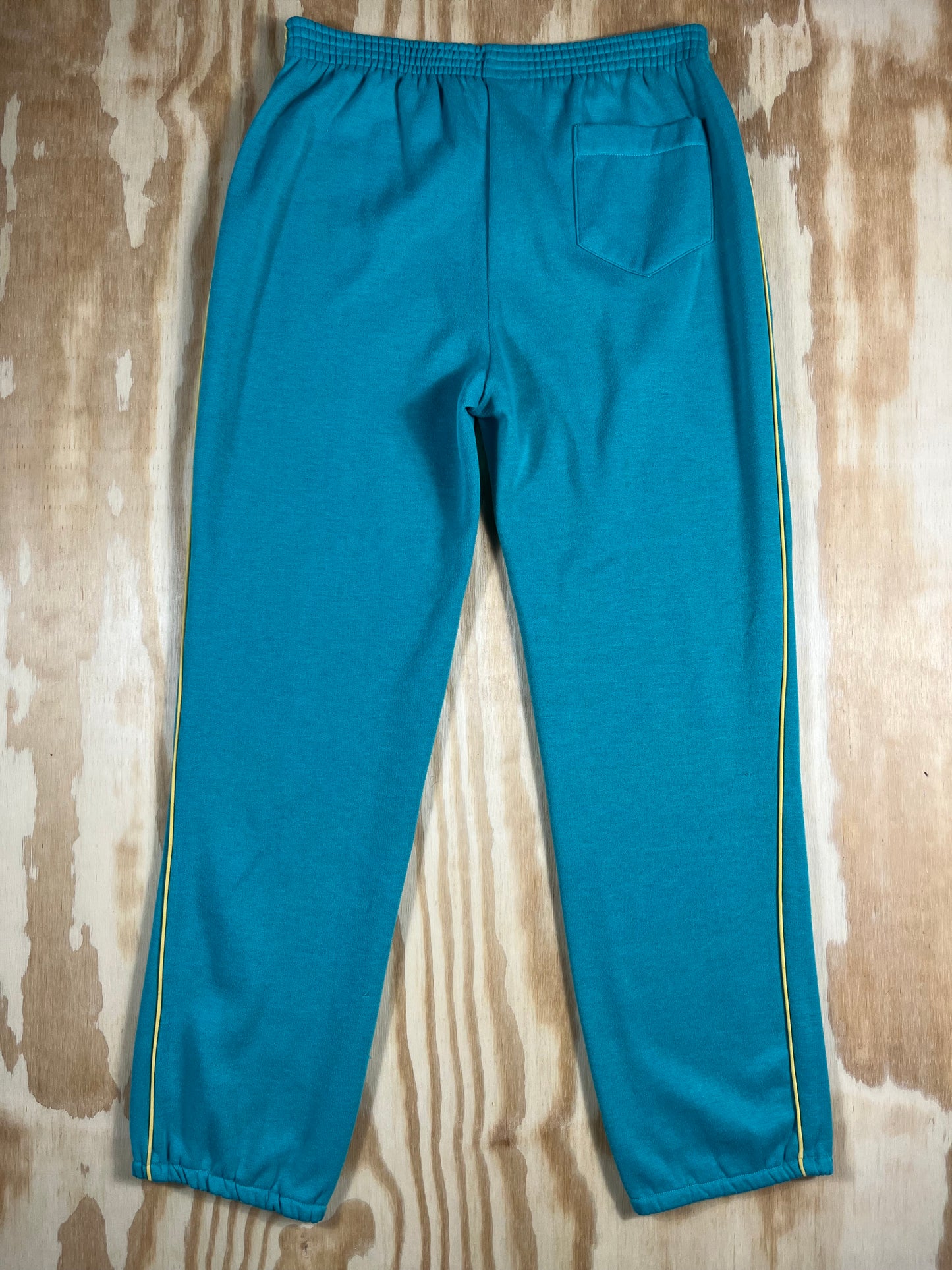 80s VTG teal pintuck racing stripe joggers - S/M