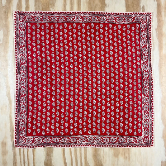 VTG red & white paisley floral square scarf - O/S