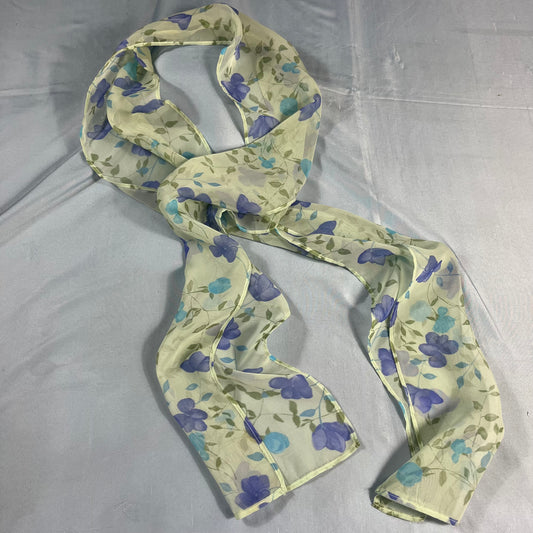 preloved sheer floral pussybow scarf - O/S