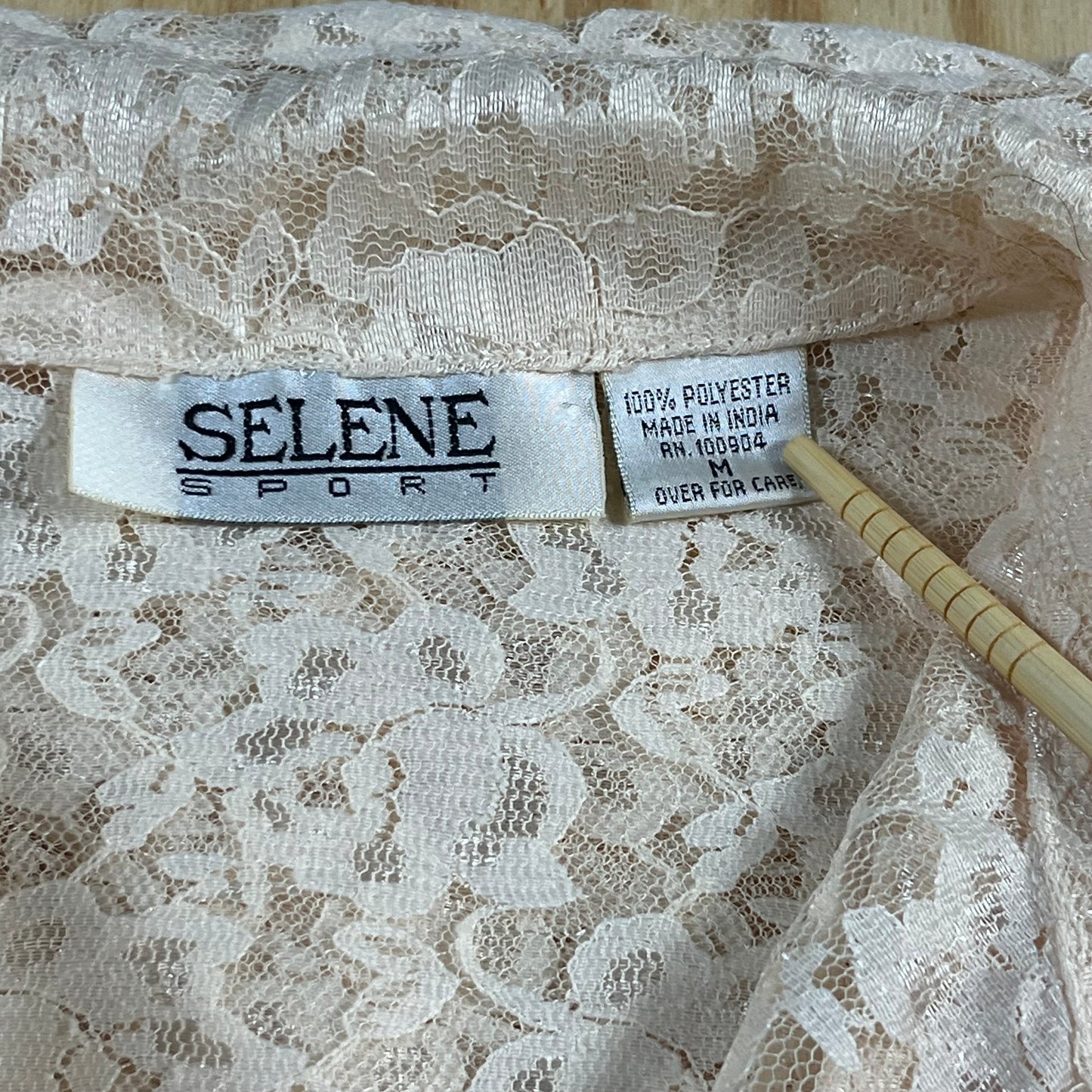 preloved cream floral sheer lace blouse - S/M