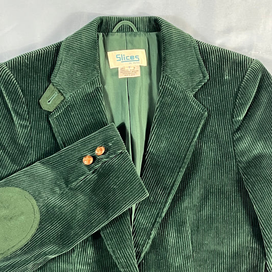 90s VTG Slices green corduroy blazer - size S
