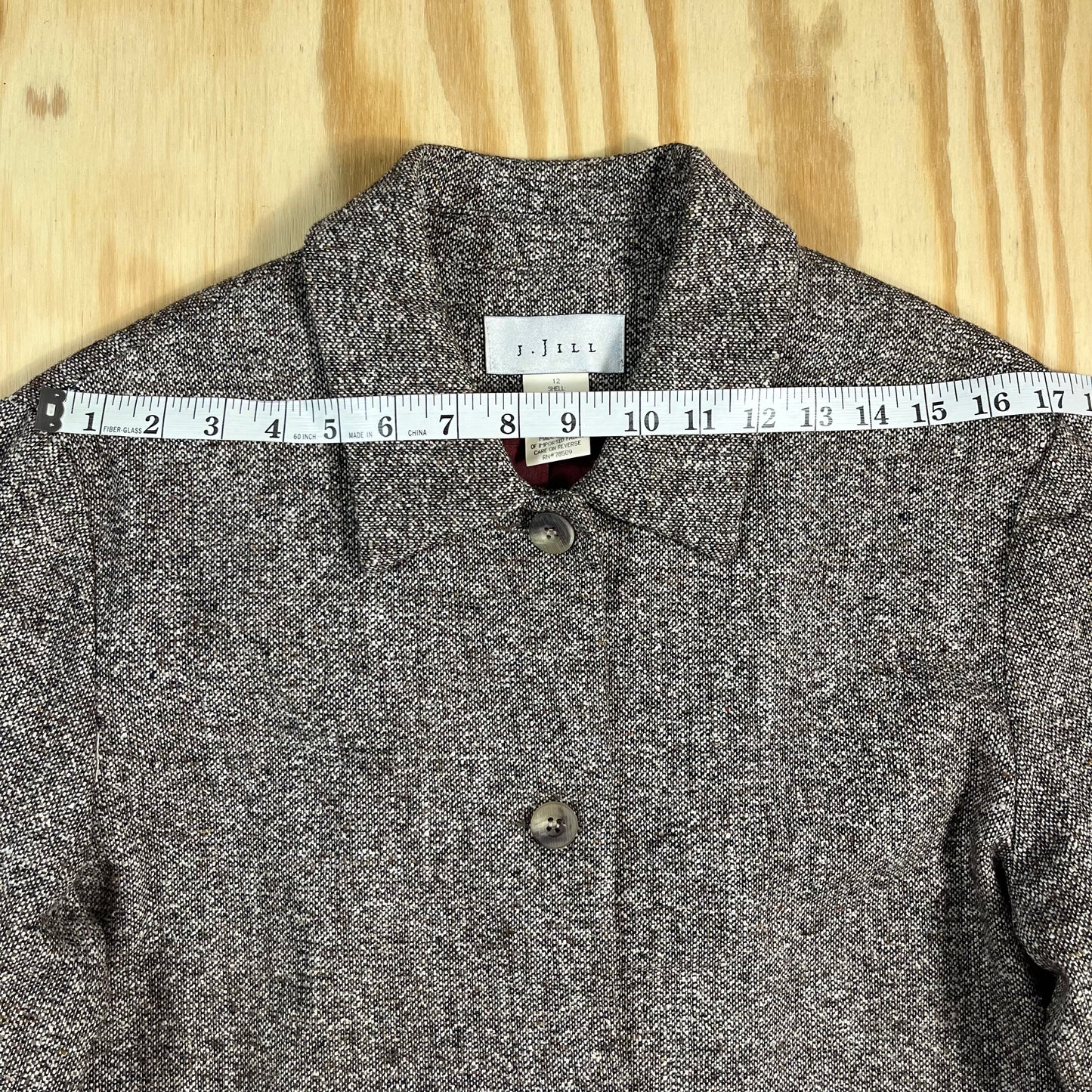 90s VTG J. Jill tweed contrast lined shacket jacket - 12 - WL/ML