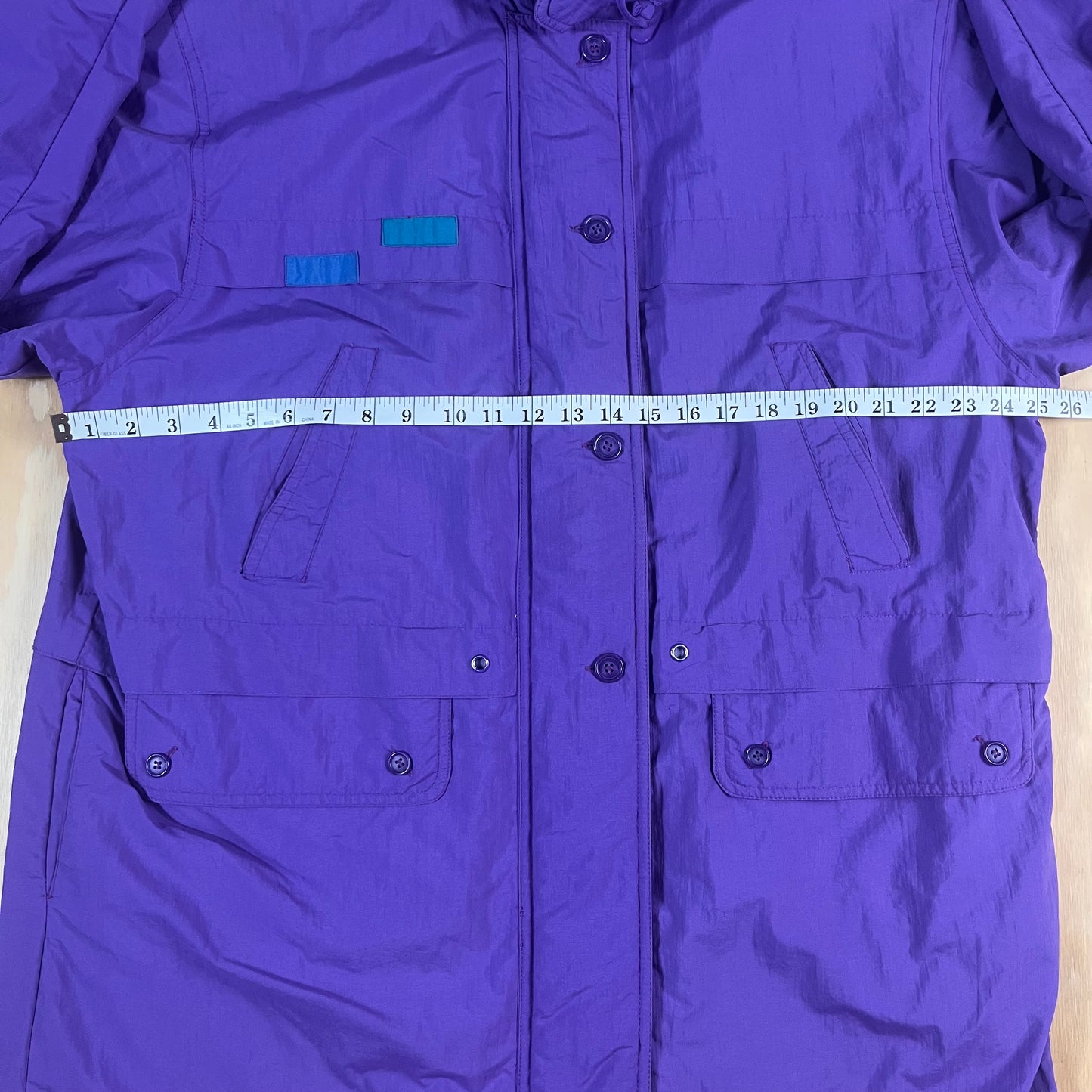 90s VTG purple nylon colorblock utility parka - L/XL