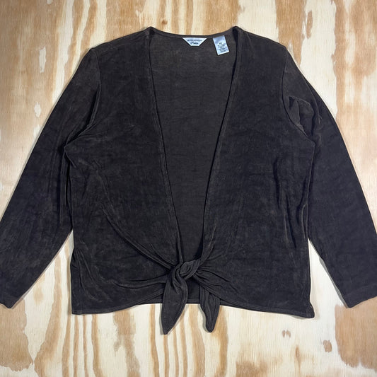 90s VTG Laura Ashley tie front ribbed top - S/M