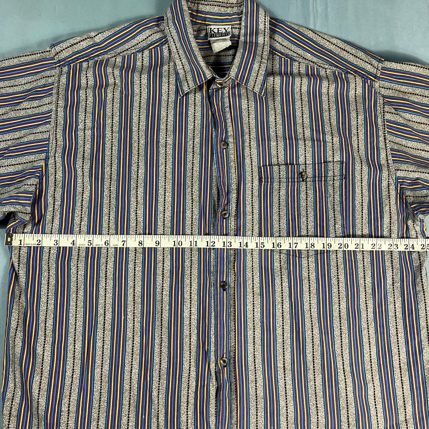 90s VTG Key Elements striped print shirt - L/XL