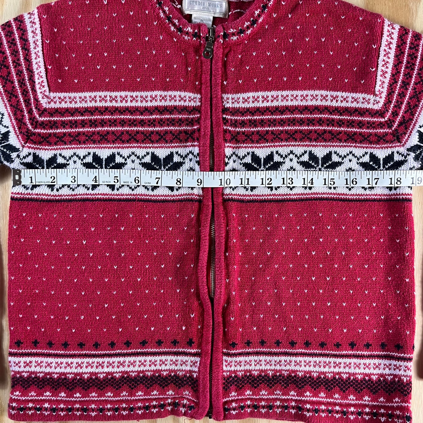 90s VTG Studio Works Fair Isle Nordic zip cardigan sweater - PL - WM/WL