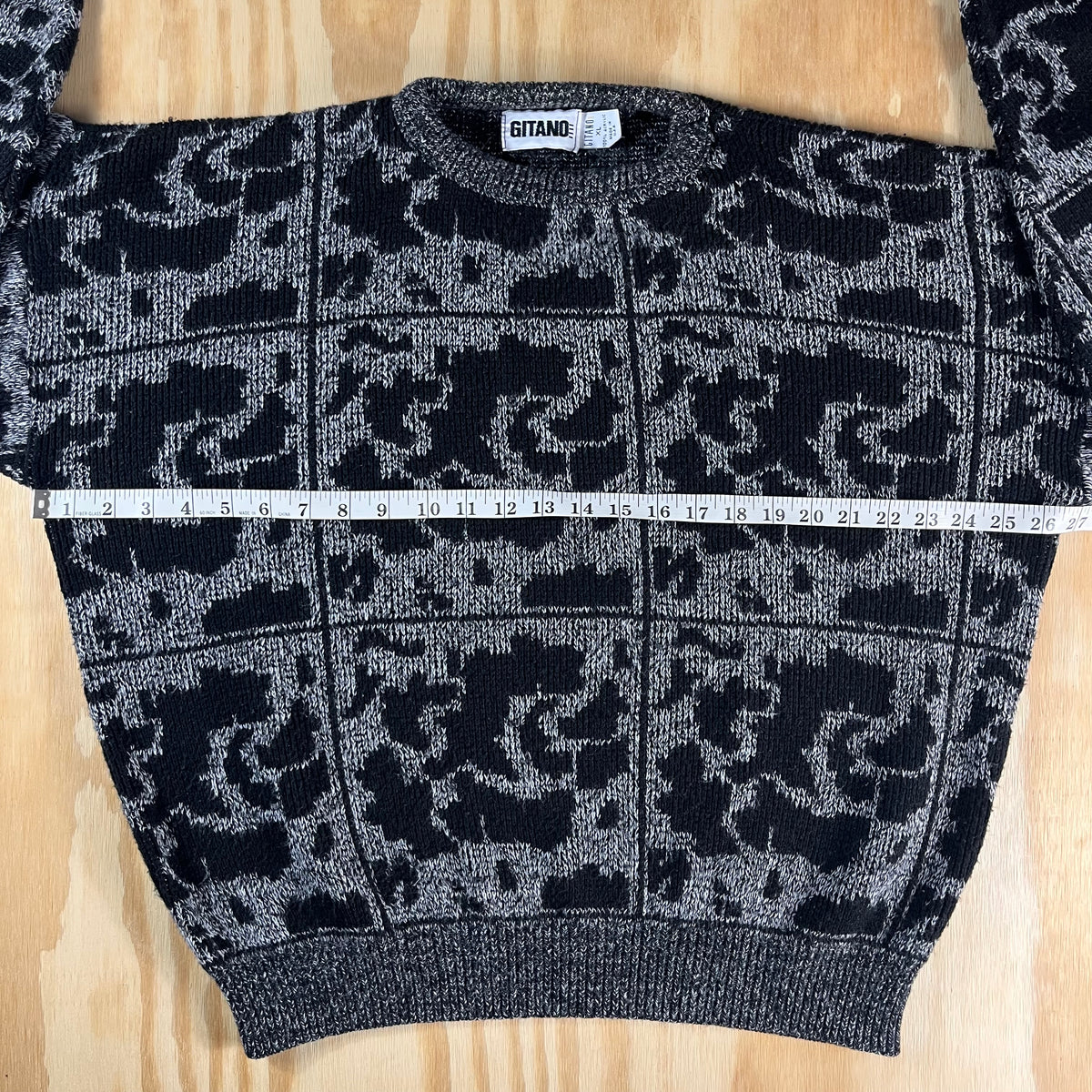 80s VTG GITANO abstract paneled jacquard knit sweater - XL/2X