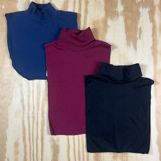 LOT OF 3 vintage turtleneck dickies - black, burgundy, navy - O/S