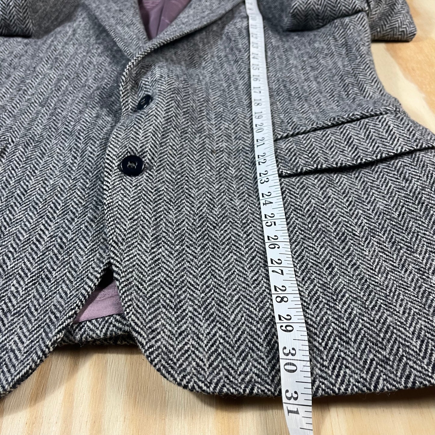 80s VTG Harris Tweed herringbone wool blazer - L/XL