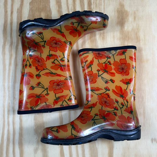 preloved Sloggers floral poppy waterproof rain boots - W9/M7.5