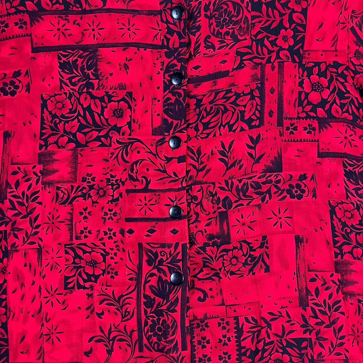90s VTG oversized floral rayon top - 2X/3X