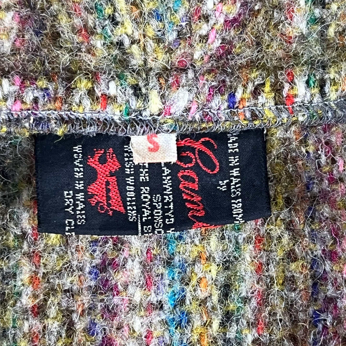 70s VTG Welsh Wool tapestry fringe striped cardigan coat - S/M