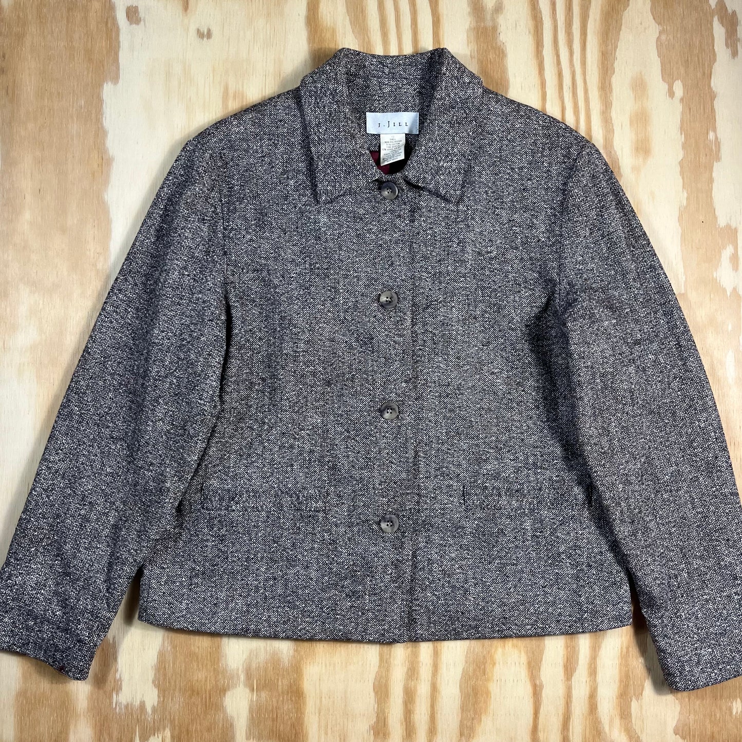 90s VTG J. Jill tweed contrast lined shacket jacket - 12 - WL/ML