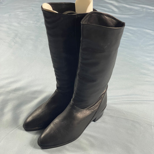 80s VTG Mister Shoes "Shara" black leather riding boots - 9W