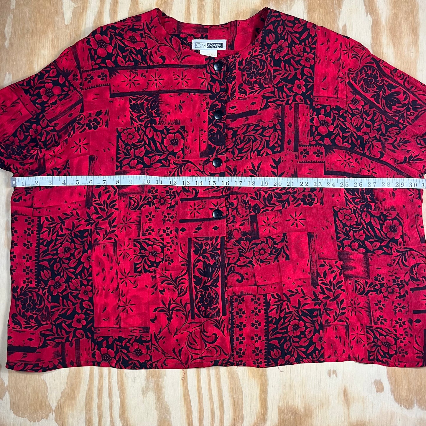90s VTG oversized floral rayon top - 2X/3X