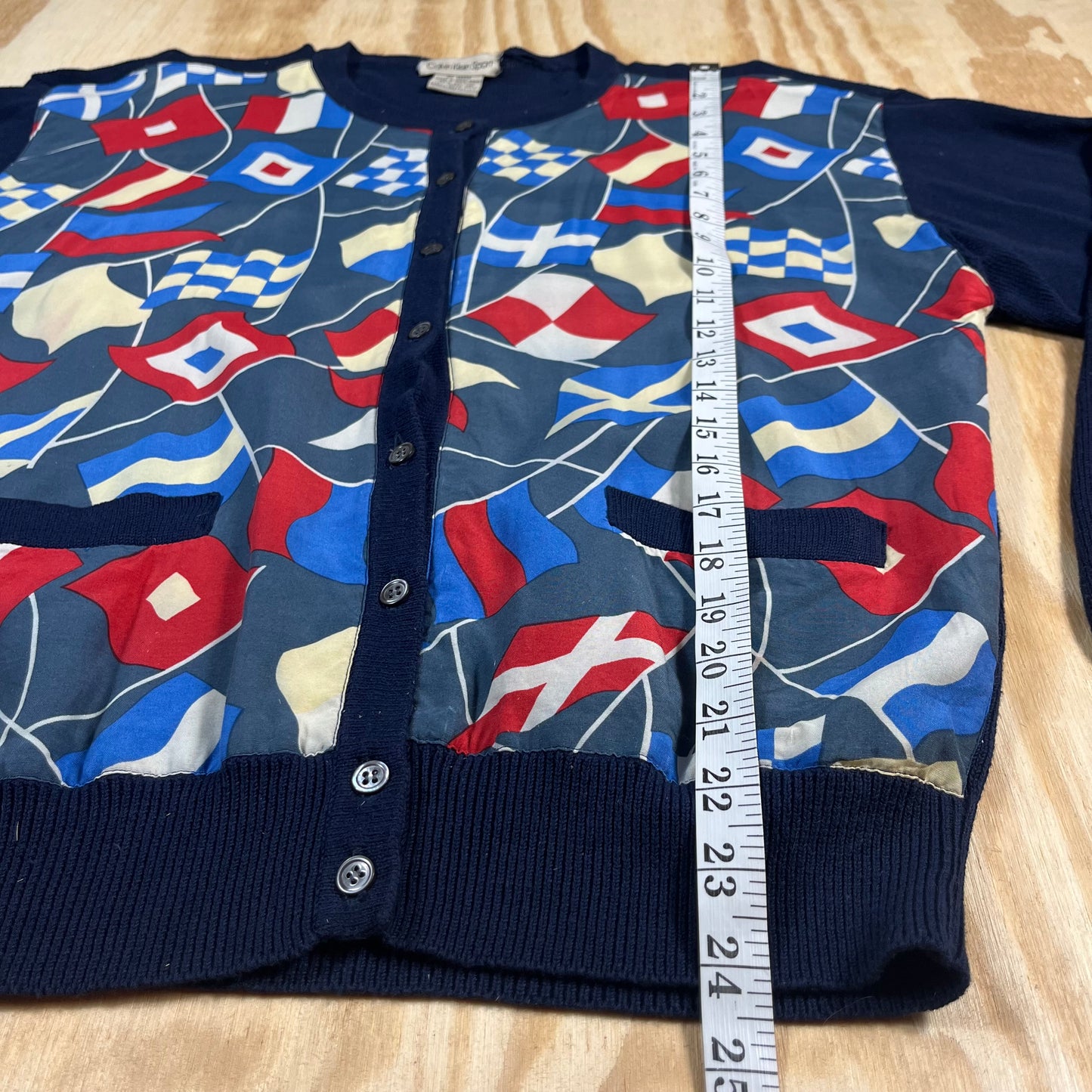90s VTG Calvin Klein Sport "flag" cotton cardigan - M/L
