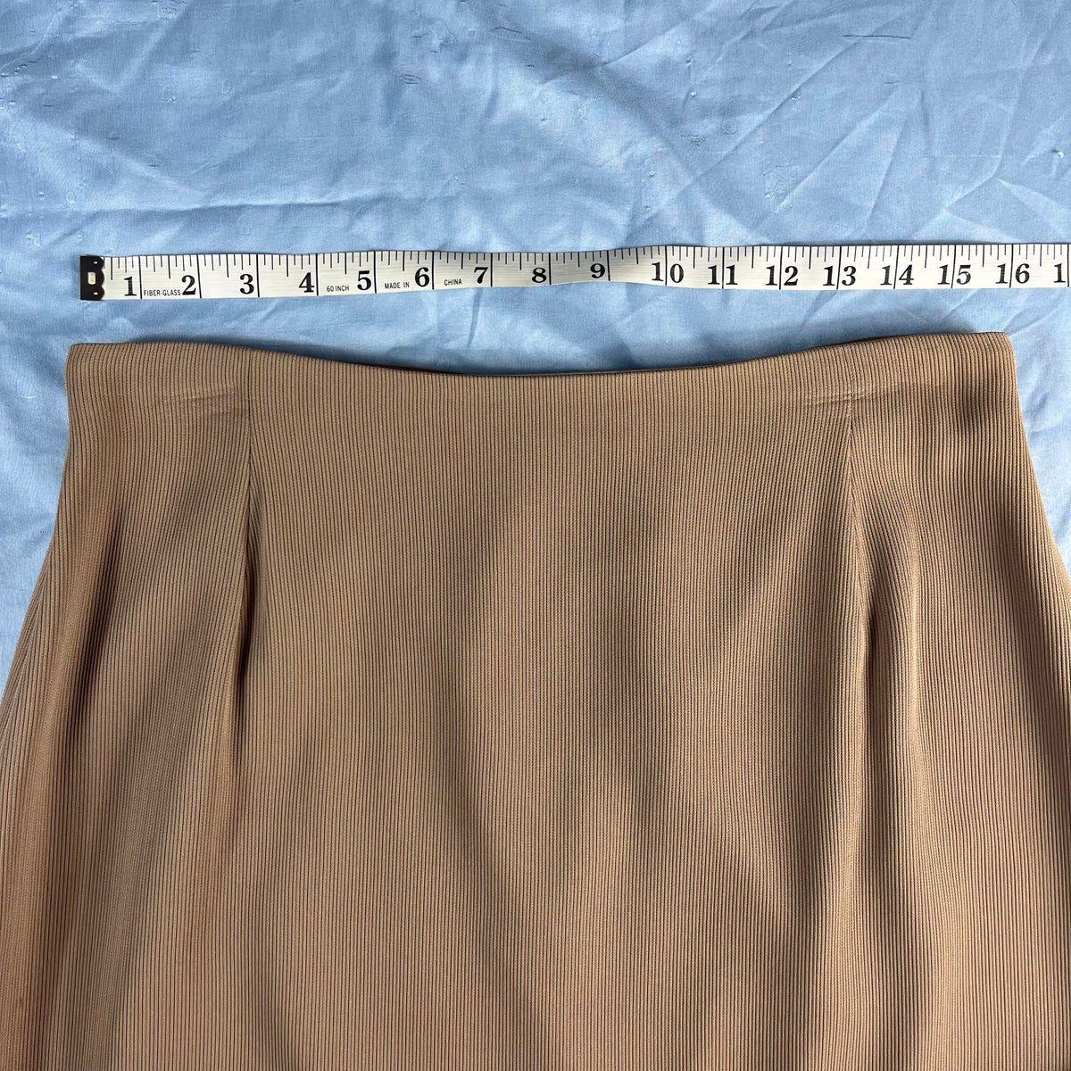 90s VTG Alex Garfield camel ribbed ottoman pencil skirt - 12 - WL/M31