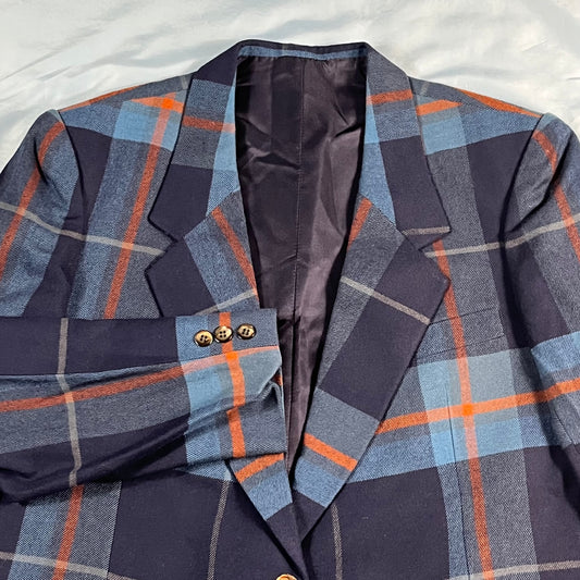 70s 80s VTG plaid sport coat jacket - size M/L