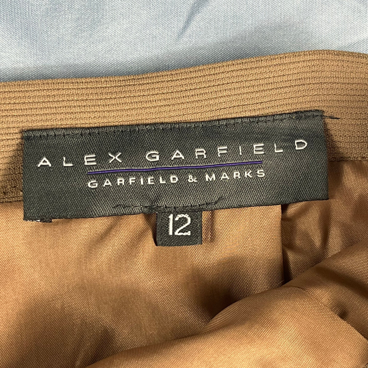90s VTG Alex Garfield camel ribbed ottoman pencil skirt - 12 - WL/M31