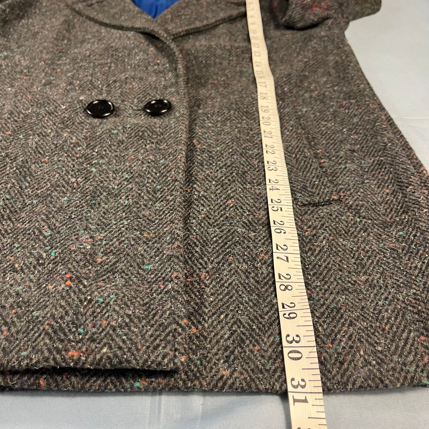 90s VTG Learsi donegal herringbone wool coat - M/L
