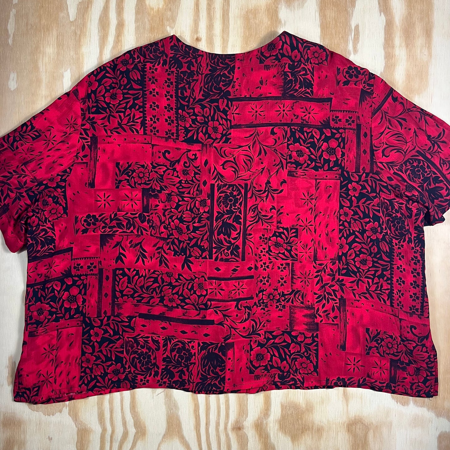 90s VTG oversized floral rayon top - 2X/3X