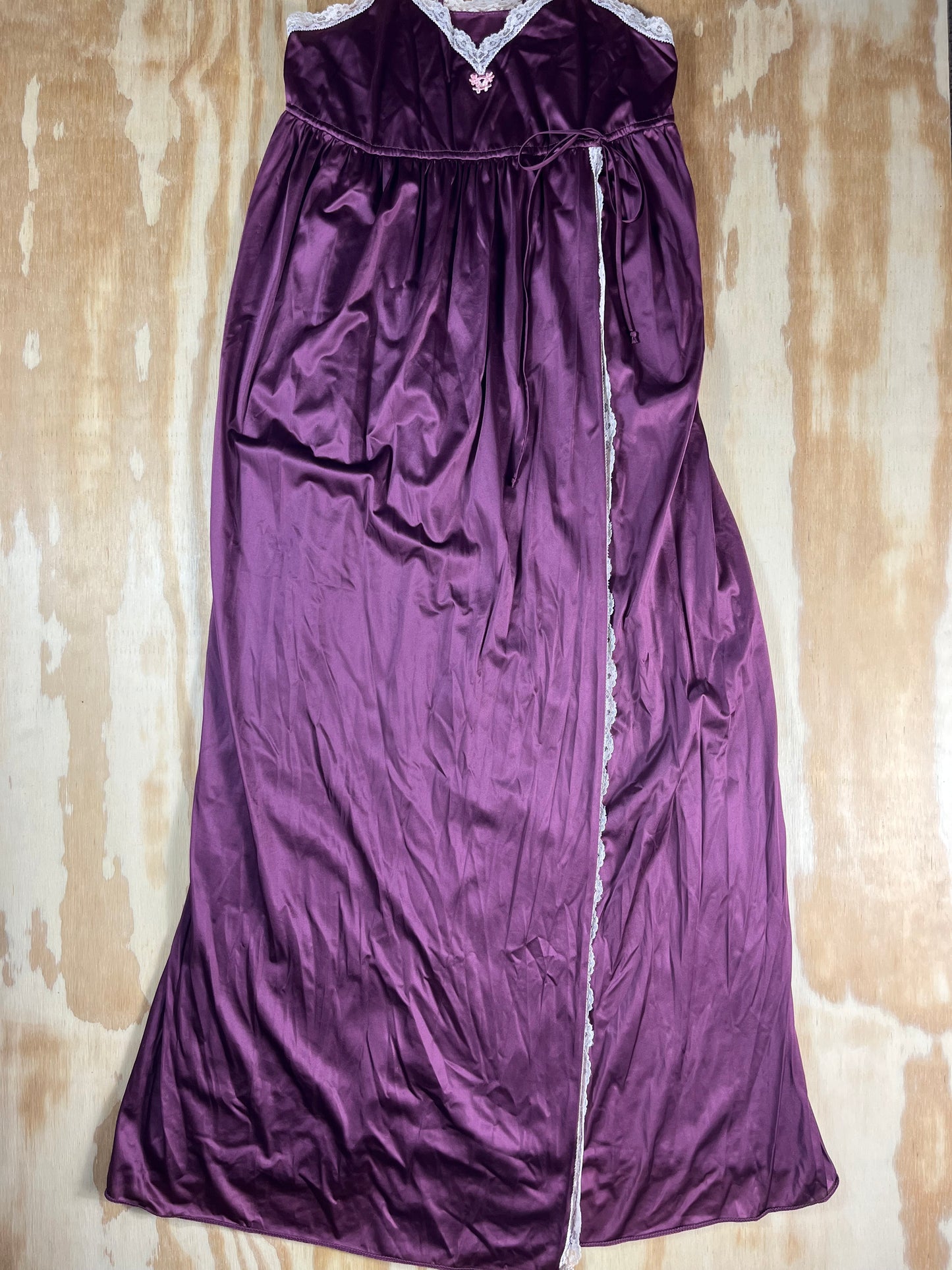 80s VTG Vassarette Antron III plum lace slip - XS/S