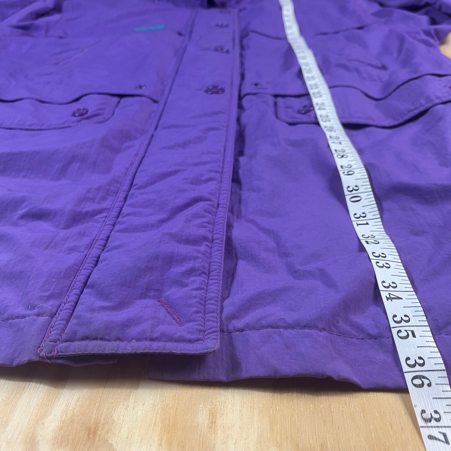 90s VTG purple nylon colorblock utility parka - L/XL