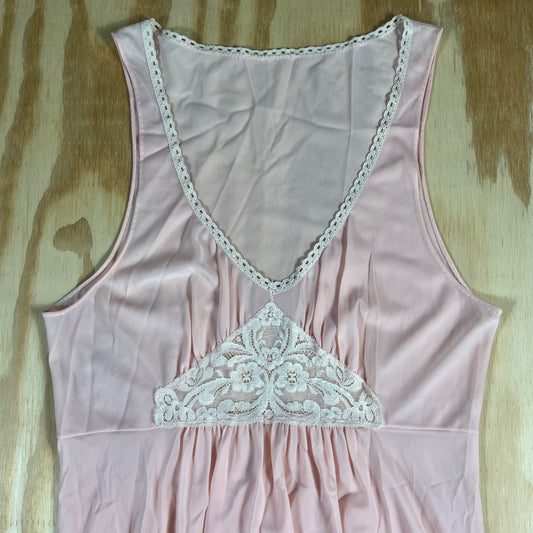 70s VTG lace empire waist maxi nightgown - XS/S