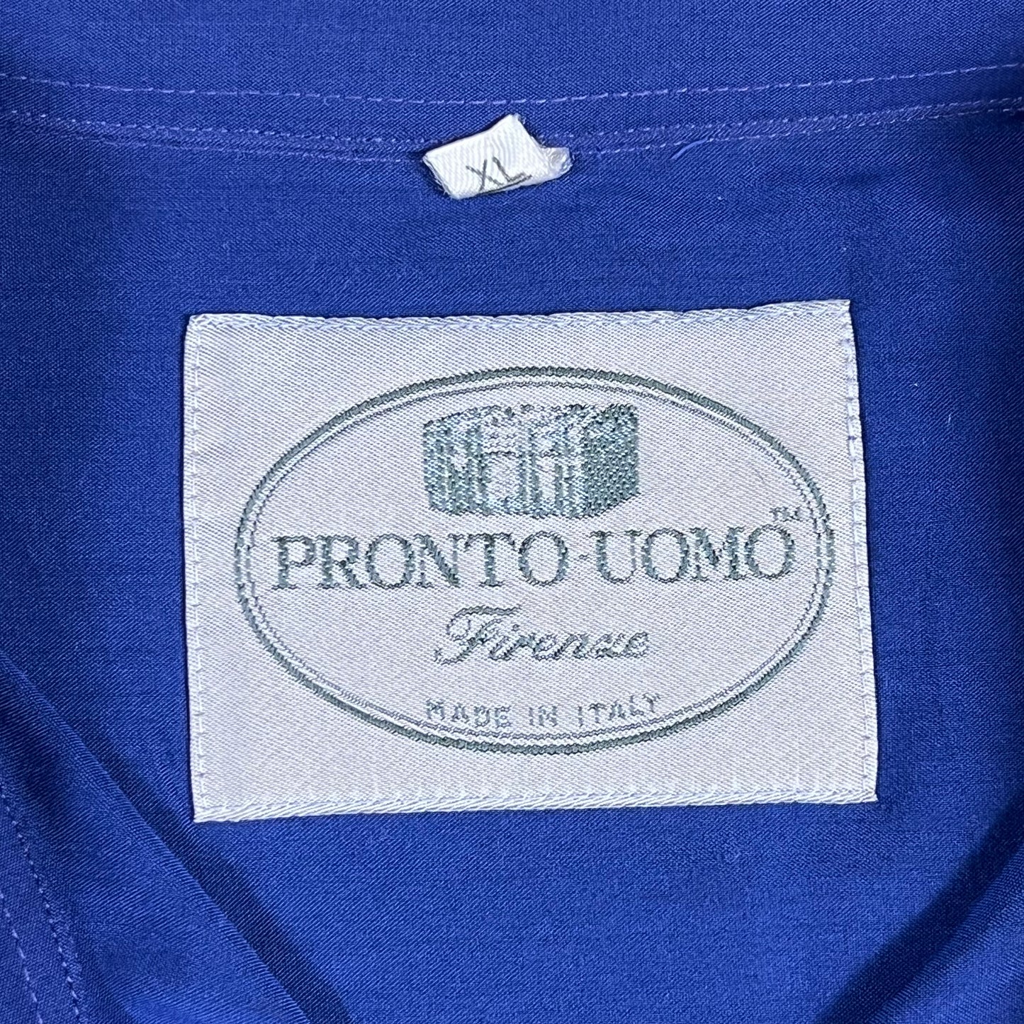 90s VTG Pronto Uomo Italian cobalt blue dress shirt - 1X/2X