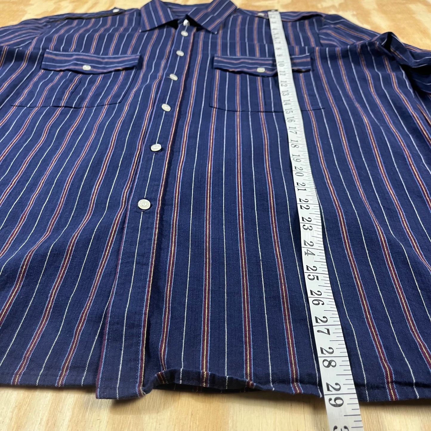 90s VTG multi stripe utility shirt - 1X/2X