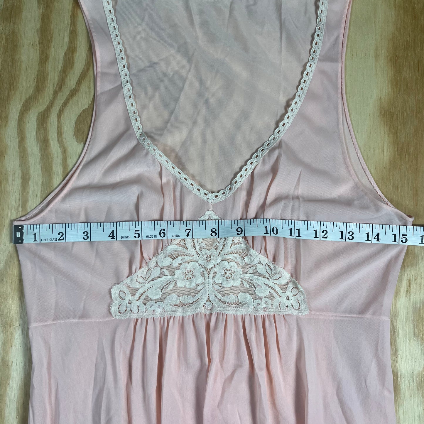 70s VTG lace empire waist maxi nightgown - XS/S